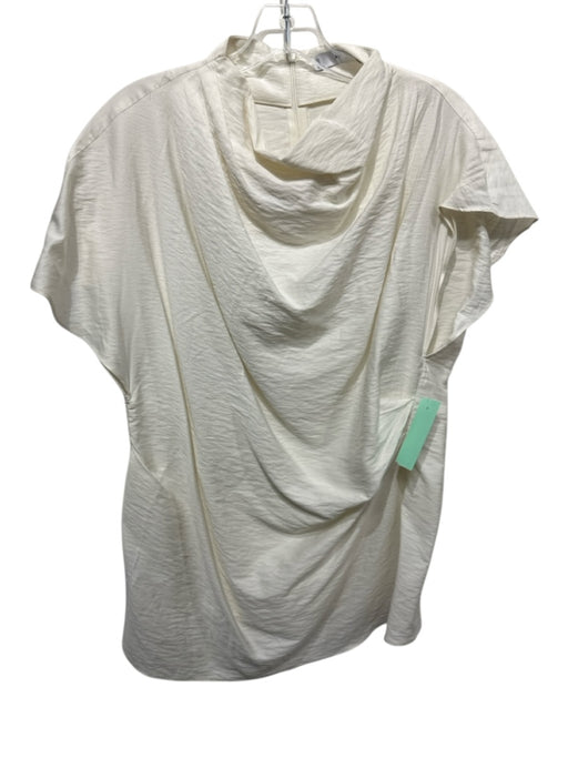 Mango Size M White Modal Blend Short Cap Sleeve High Neck Cowl Tunic Top White / M