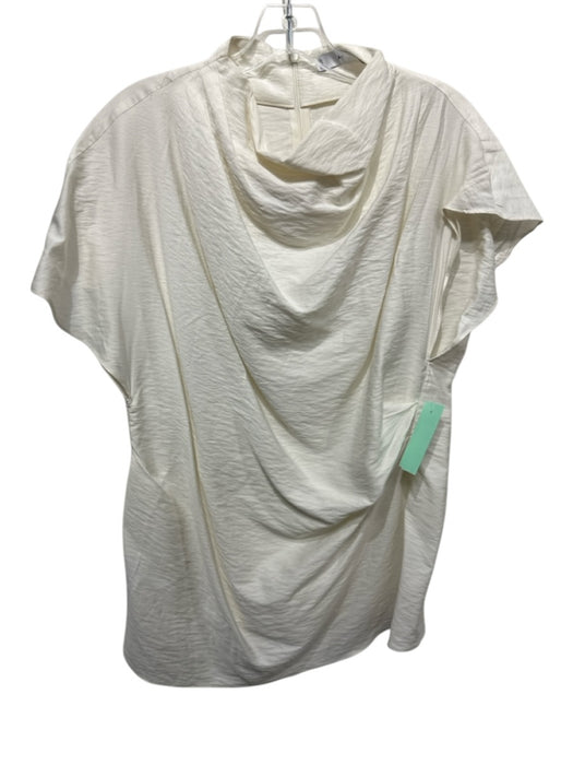 Mango Size M White Modal Blend Short Cap Sleeve High Neck Cowl Tunic Top White / M