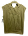 TELA Size S Olive Green Cotton Sleeveless Collar Button Down Open Back Top Olive Green / S