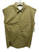 TELA Size S Olive Green Cotton Sleeveless Collar Button Down Open Back Top Olive Green / S