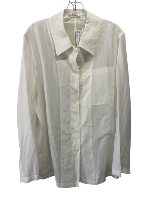 The Row Size Est L White No Fabric Tag Long Sleeve Semi Sheer Button Down Top White / Est L