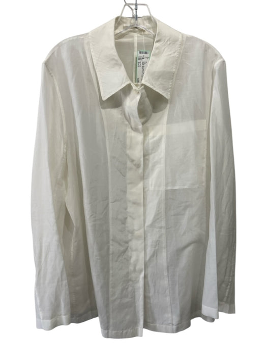 The Row Size Est L White No Fabric Tag Long Sleeve Semi Sheer Button Down Top White / Est L
