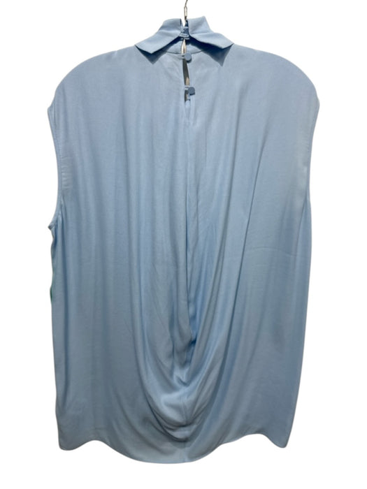 Tibi Size S Light Blue Modal Blend Sleeveless Draped Tie Neck Tunic Top Light Blue / S
