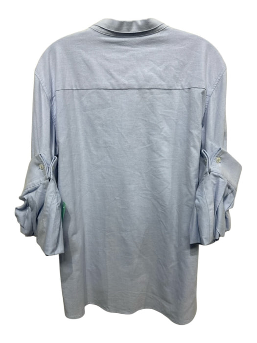 Odeeh Size S Light Blue Cotton Long Cuff Sleeve Stand Collar Button Down Top Light Blue / S