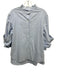 Odeeh Size S Light Blue Cotton Long Cuff Sleeve Stand Collar Button Down Top Light Blue / S