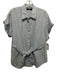 Lauren Ralph Lauren Size L White & Blue Linen Striped Short Cuffed Sleeve Top White & Blue / L