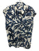 Mango Size M cream, blue & brown Cotton Cap Sleeve Leaf Print Button Down Top cream, blue & brown / M
