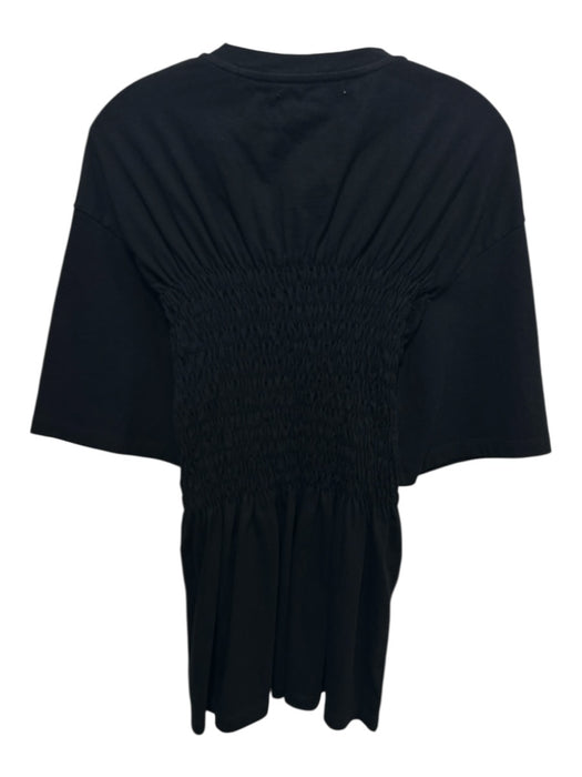 Stella McCartney Size 42 / M Black Cotton Short Sleeve Smocked Bodice Tee Top Black / 42 / M