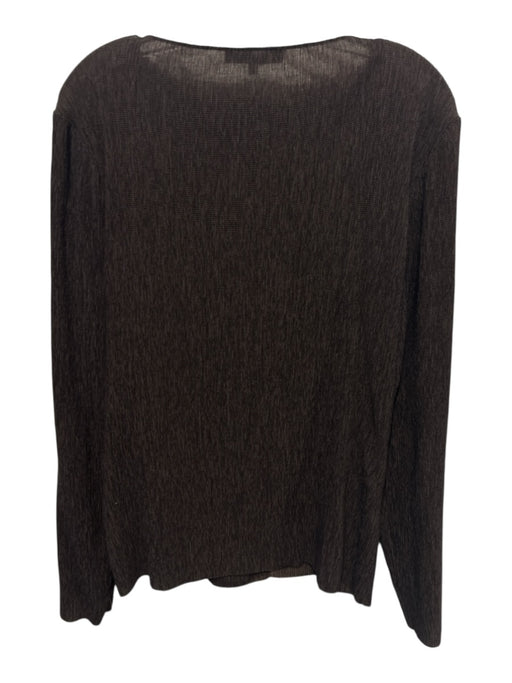 Tibi Size L Dark Brown Lyocell & Polyester Long Sleeve Textured Boat Neck Top Dark Brown / L