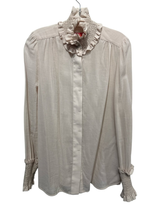 Britt Sisseck Size 40 Blush Pink Cotton & Wool Long Sleeve Button Down Top Blush Pink / 40