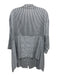 Peserico Size 46 / L White & Gray Viscose & Silk Striped 3/4 Sleeve Tunic Top White & Gray / 46 / L