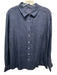 120% Lino Size L Dark Blue Linen Long Sleeve Button Down Collar Top Dark Blue / L