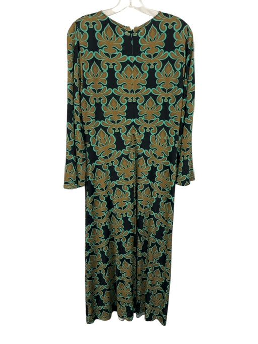 La Double J Size L Black, Brown & Teal Viscose Blend Long Wide Sleeve Dress Black, Brown & Teal / L