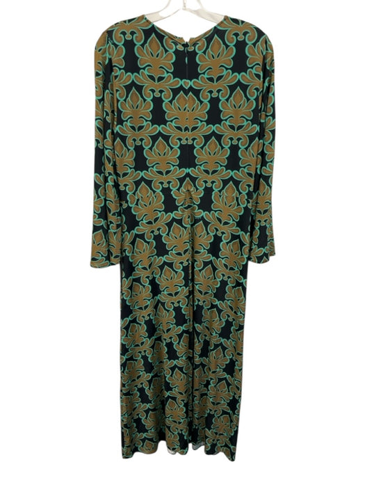 La Double J Size L Black, Brown & Teal Viscose Blend Long Wide Sleeve Dress Black, Brown & Teal / L