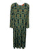La Double J Size L Black, Brown & Teal Viscose Blend Long Wide Sleeve Dress Black, Brown & Teal / L