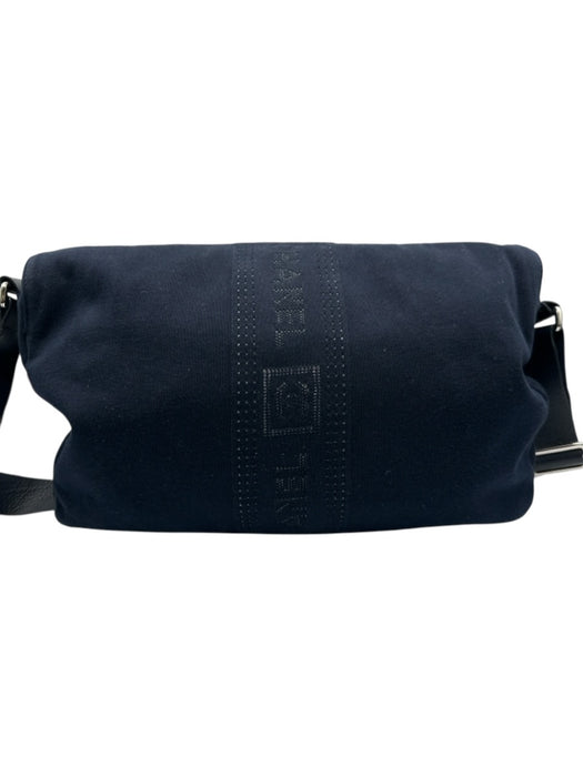 Chanel Navy Blue Canvas Logo Crossbody Messenger Bag Navy Blue / L
