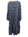 Ann Mashburn Size M Navy, Blue, White Silk Long puff sleeve Floral Print Dress Navy, Blue, White / M