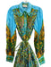 Alemais Size 8 Blue, Green, Multi Ramie Long Sleeve Floral Print Buttons Dress Blue, Green, Multi / 8