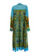 Alemais Size 8 Blue, Green, Multi Ramie Long Sleeve Floral Print Buttons Dress Blue, Green, Multi / 8