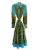 Alemais Size 8 Blue, Green, Multi Ramie Long Sleeve Floral Print Buttons Dress Blue, Green, Multi / 8