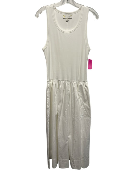 Kerri Rosenthal Size XL White Cotton & Elastane Sleeveless Rib Knit A Line Dress White / XL