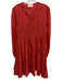 Merlette Size M Pink Pima Cotton Long puff sleeve Pleated V Neck Dress Pink / M