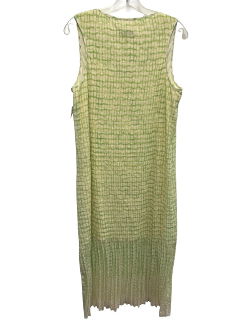 Cotelac Size 3/L Green & White Polyester Sleeveless Plaid Midi Dress Green & White / 3/L