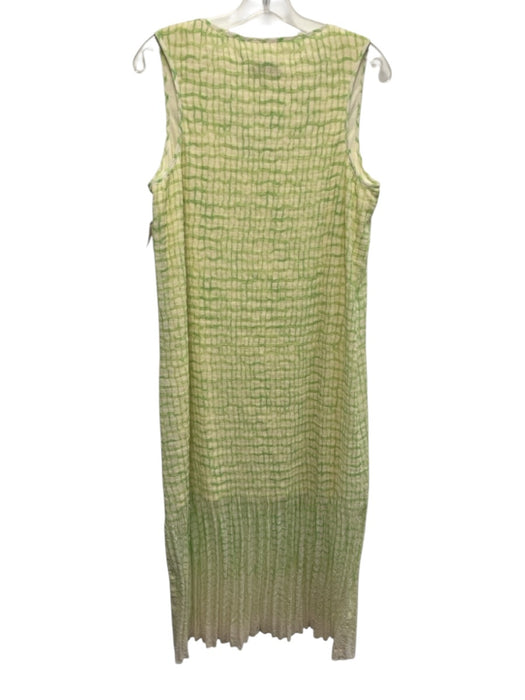 Cotelac Size 3/L Green & White Polyester Sleeveless Plaid Midi Dress Green & White / 3/L