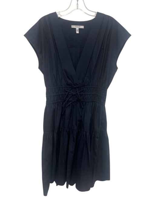 Derek Lam 10 Crosby Size 8 Navy Blue Cotton Cap Sleeve V Neck Mini Dress Navy Blue / 8