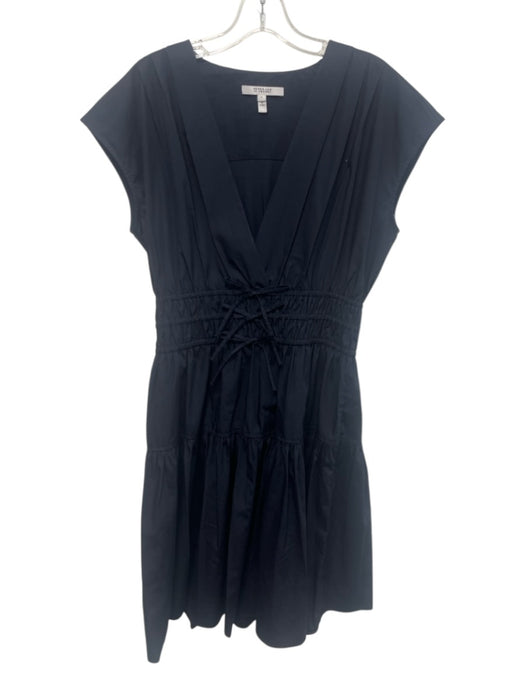 Derek Lam 10 Crosby Size 8 Navy Blue Cotton Cap Sleeve V Neck Mini Dress Navy Blue / 8