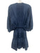 Greek Archaic Kori Size L Navy Blue Cotton Short Puff Sleeve Buttons Mini Dress Navy Blue / L