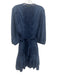 Greek Archaic Kori Size L Navy Blue Cotton Short Puff Sleeve Buttons Mini Dress Navy Blue / L