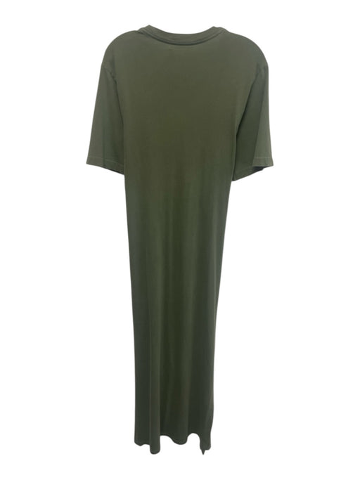 XiRENA Size M Olive Green Cotton Short Sleeve Waist tie Midi Dress Olive Green / M