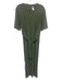 XiRENA Size M Olive Green Cotton Short Sleeve Waist tie Midi Dress Olive Green / M