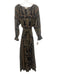 Boteh Size 3/L Black, Green, Orange Cotton Long puff sleeve Abstract Print Dress Black, Green, Orange / 3/L