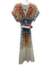 Silvia Tcherassi Size L Red, Blue, White Cotton Short Sleeve V Neck Midi Dress Red, Blue, White / L