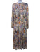 Zimmermann Size 2 Blue, Orange, & Multi Viscose Long puff sleeve V Neck Dress Blue, Orange, & Multi / 2