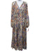 Zimmermann Size 2 Blue, Orange, & Multi Viscose Long puff sleeve V Neck Dress Blue, Orange, & Multi / 2