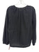 Ann Mashburn Size M Black Cotton Long Sleeve Eyelet Split V neck Top Black / M