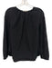 Ann Mashburn Size M Black Cotton Long Sleeve Eyelet Split V neck Top Black / M