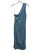 MNG Size 8 Light Blue Tencel One Shoulder Ruched Side Side Slit Midi Dress Light Blue / 8