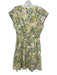 Derek Lam 10 Crosby Size 8 White & Multi Cotton Cap Sleeve Surplice Floral Dress White & Multi / 8