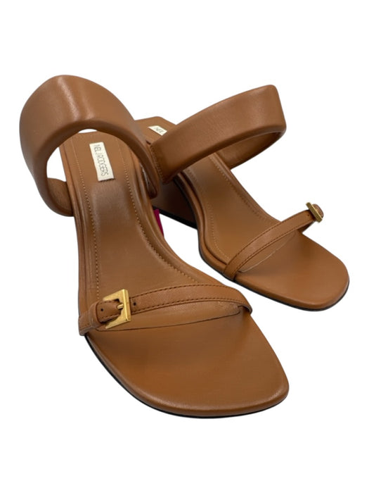 Neil J. Rodgers Shoe Size 39 Cognac Brown Leather 2 Strap Gold Hardware Sandals Cognac Brown / 39