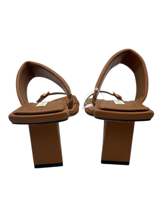 Neil J. Rodgers Shoe Size 39 Cognac Brown Leather 2 Strap Gold Hardware Sandals Cognac Brown / 39