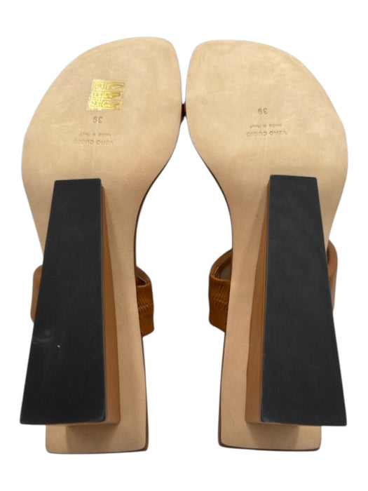 Neil J. Rodgers Shoe Size 39 Cognac Brown Leather 2 Strap Gold Hardware Sandals Cognac Brown / 39