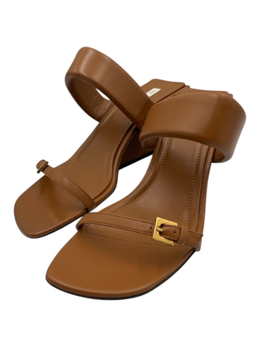 Neil J. Rodgers Shoe Size 39 Cognac Brown Leather 2 Strap Gold Hardware Sandals Cognac Brown / 39