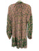 Miss June Paris Size M Pink, Green, Gold Viscose & Polyester Floral Print Dress Pink, Green, Gold / M