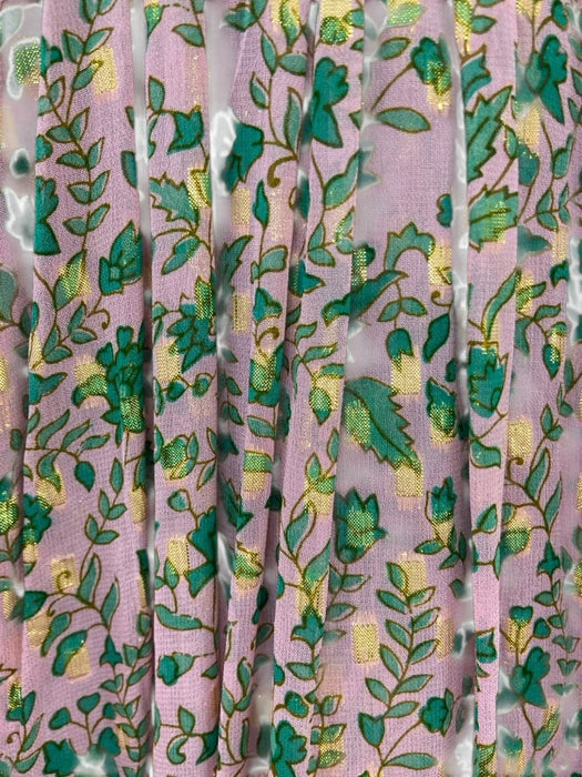 Miss June Paris Size M Pink, Green, Gold Viscose & Polyester Floral Print Dress Pink, Green, Gold / M
