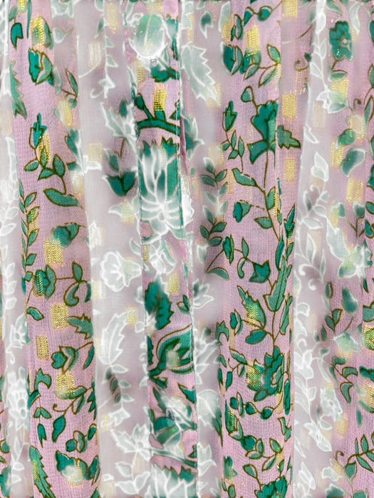 Miss June Paris Size M Pink, Green, Gold Viscose & Polyester Floral Print Dress Pink, Green, Gold / M