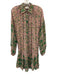 Miss June Paris Size M Pink, Green, Gold Viscose & Polyester Floral Print Dress Pink, Green, Gold / M
